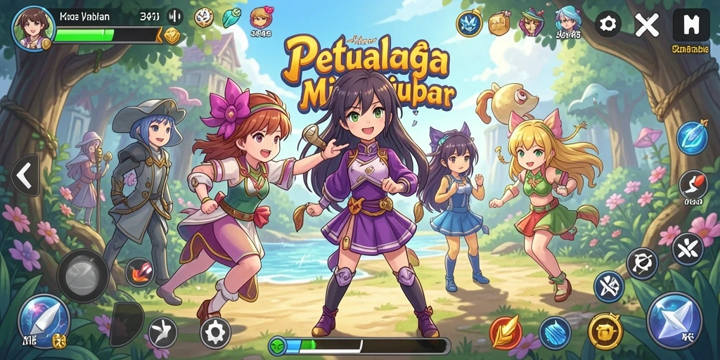 Tampilan gameplay seru dalam dunia Anime yang menakjubkan.