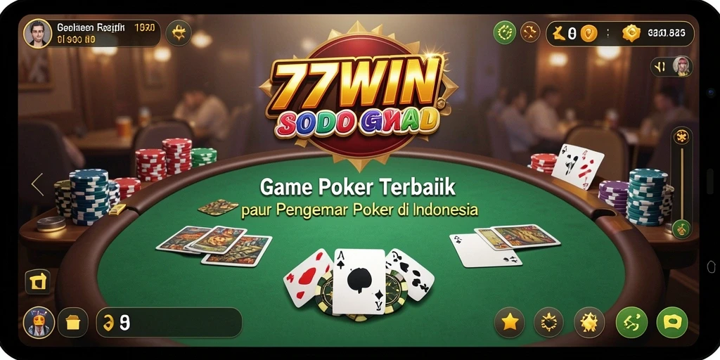 Screenshot gameplay 77WIN menampilkan aksi seru di meja poker.