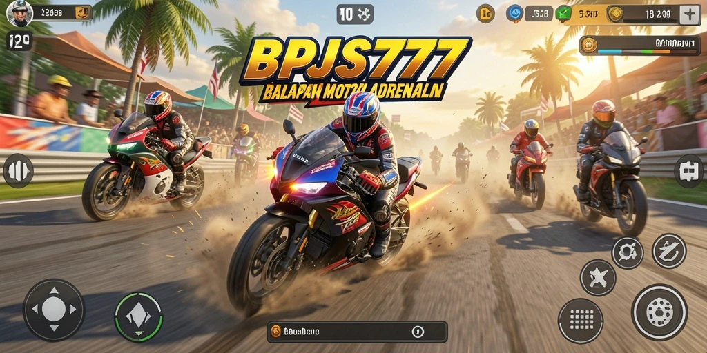 Screenshot BPJS777 menampilkan balapan motor yang mendebarkan dan grafik 3D menakjubkan.