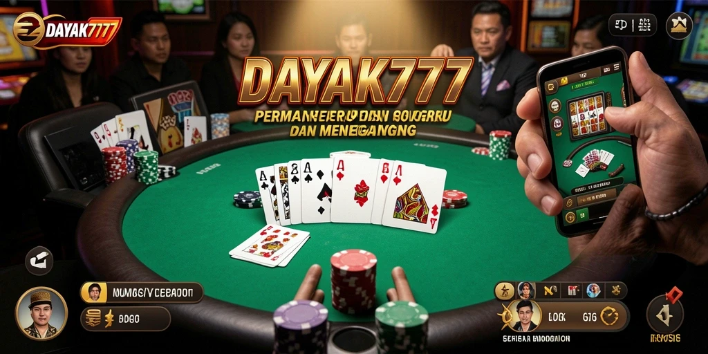 Screenshot dari gameplay DAYAK777 yang menampilkan aksi Poker seru.