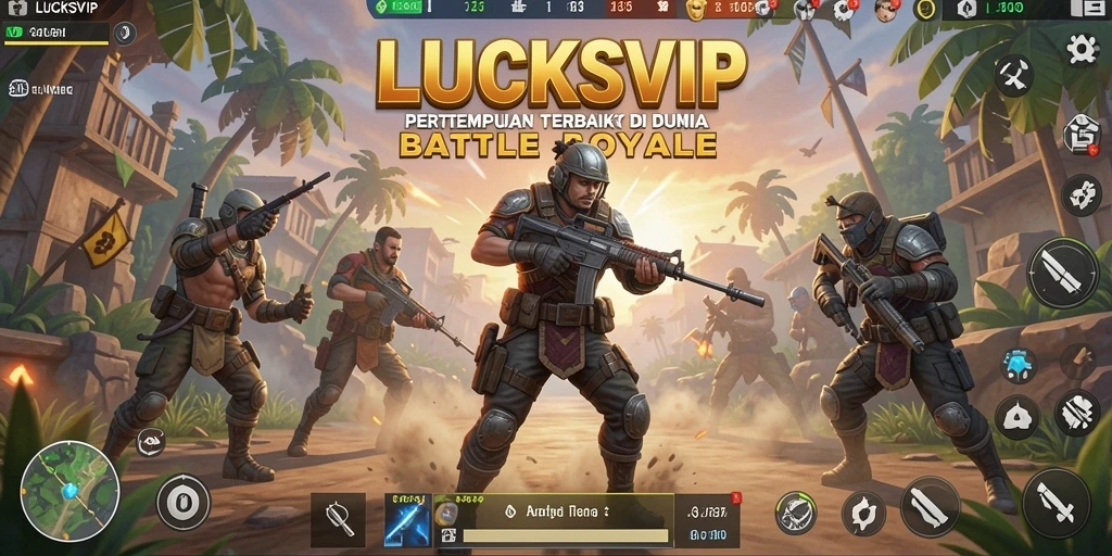Gameplay LUCKSVIP yang mendebarkan dalam pertempuran intens Battle Royale.