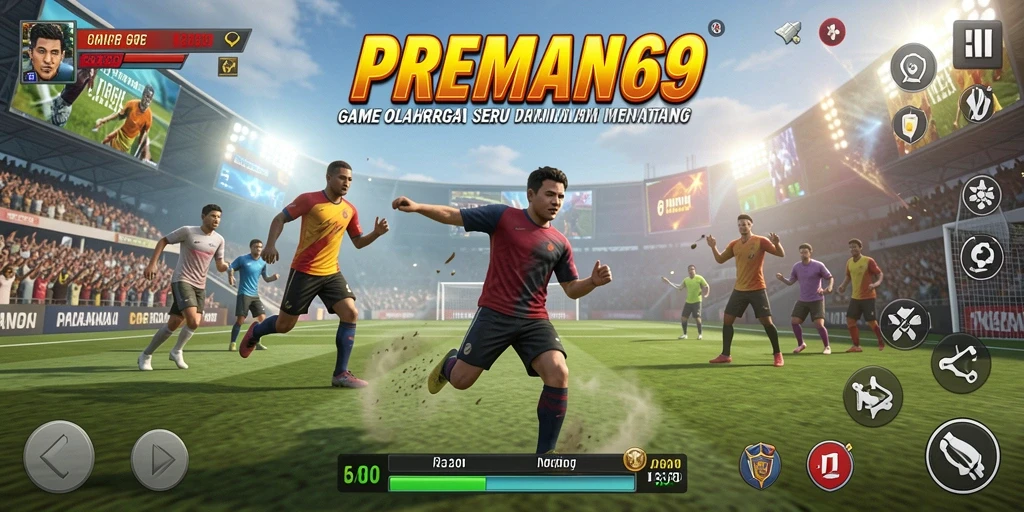 Screenshot PREMAN69 menampilkan aksi seru dalam pertandingan olahraga.