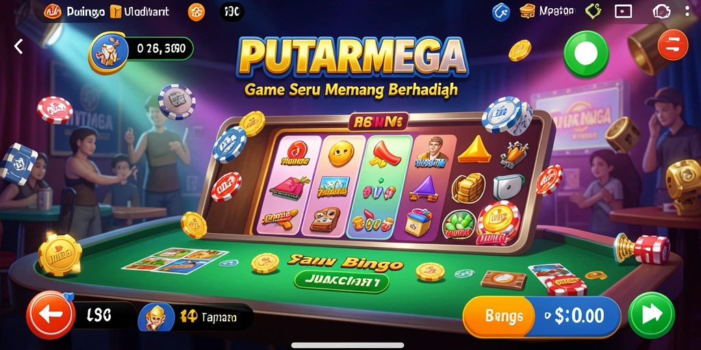 Tampilan menarik dari PUTARMEGA dalam gameplay Bingo.