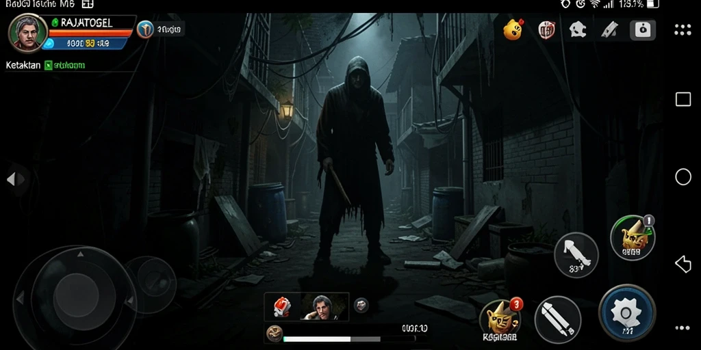 Tampilan gameplay menyeramkan dari RAJATOGEL dengan suasana yang mencekam.