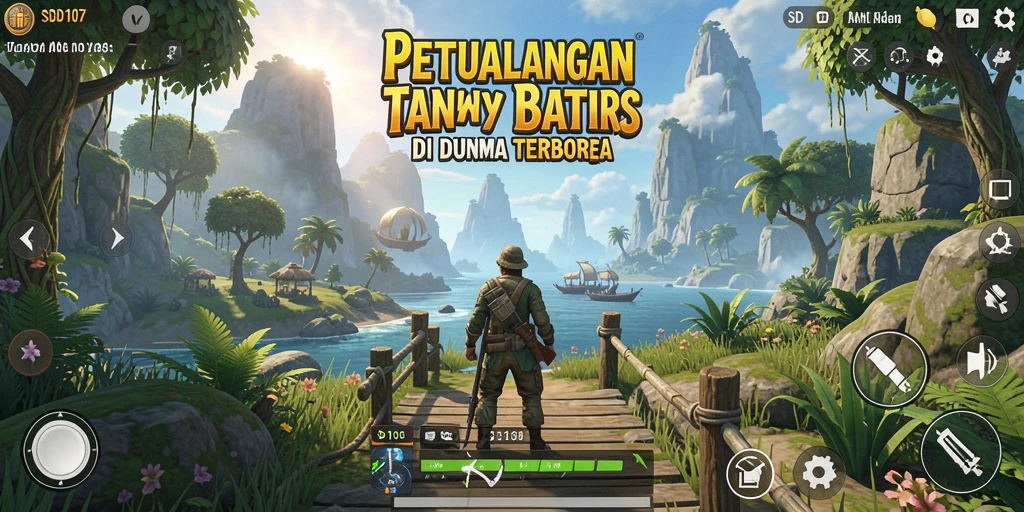 Screenshot gameplay SD107 menampilkan eksplorasi dunia terbuka yang menakjubkan.