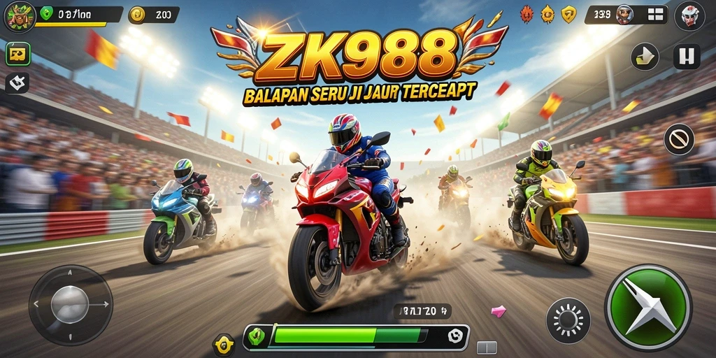 Gameplay balapan seru dalam ZK988 dengan grafik berkualitas tinggi.